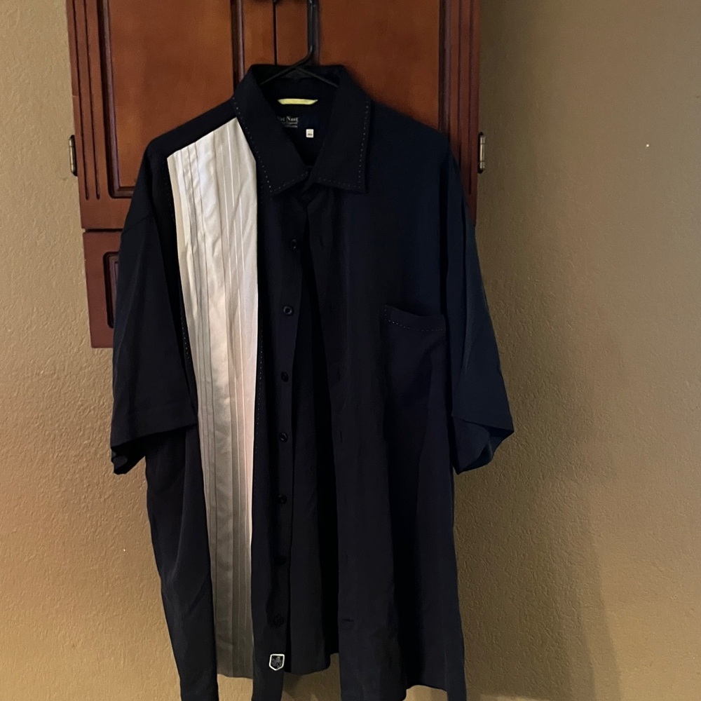 Nat Nast Black and black crème and light tan luxury Button Down Shirt